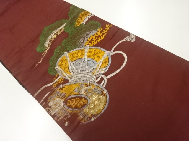 アンティーク　鼓に松模様織出し昼夜帯（材料）